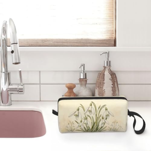 Snowdrop Small Makeup Bag, 600D Oxford Cosmetic Pouch for Women | Snowdrop Cosmetic Bag, Double-Sided Printed Toiletry Pouch with Foam Padding for Women, Travel, Gym, Weekend and Daily Use - Image 7