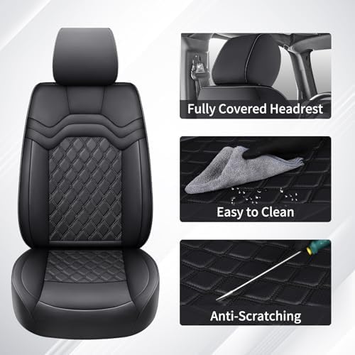 Huidasource Wrangler Seat Covers Fullset 2007-2017, Custom Fit Seat Cushion Cover for Jeep Wrangler Unlimited Rubicon Sahara Sport Leather High Altitude Willys, Airbag Compatible (Full Set/Black) - Image 7