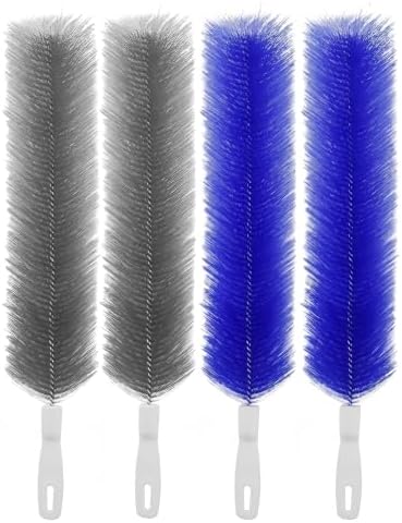 Fan Cleaner Brush with Bendable Microfiber Head, Washable & Reusable Dust Remover, ldeal for Fans Air Conditioning, Car Vents & Curtain (2 Blue+2 Grey) by UUJQAC