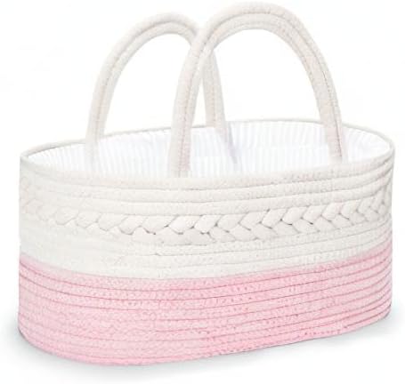 Maliton Diaper Caddy for Baby Girl-Cotton Rope Diaper Caddy, Diaper Organizer for Changing Table, Portable Baby Basket for Storage Baby Stuff, Newborn boy girl baby essentials Registry Items - Image 9