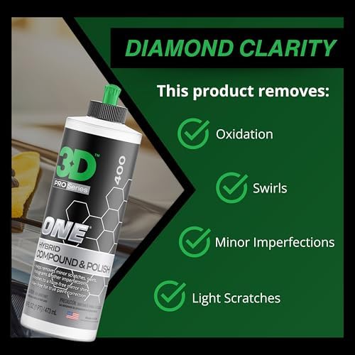 3D One Car Scratch & Swirl Remover Hybrid Rubbing Compound & Polish Buffing Compound for True Paint Correction 8oz Made in USA - Image 7