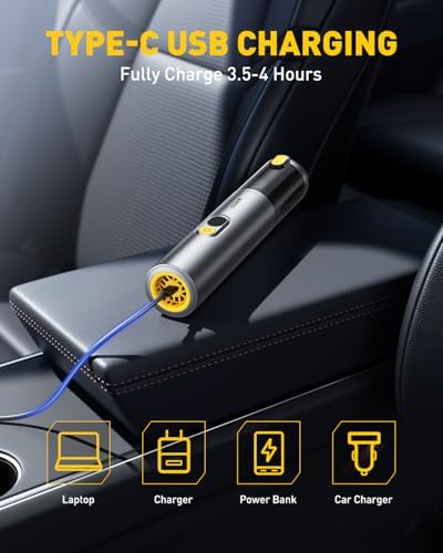 AUXITO Car Vacuum Cleaner - Portable Handheld Vacuum Cleaner 14000Pa Suction Power, Blow & Suction 2 in 1 Mini Vacuum Cleaner Hand Held Vacuum for Car, Home, Pet, Office, Gifts for Men (Silver) - Image 6