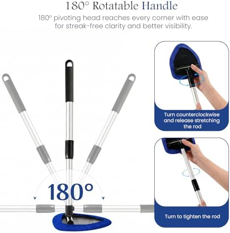 Windshield Cleaner Tool for Inside Car Windows, 6 Microfiber Pads - Image 7