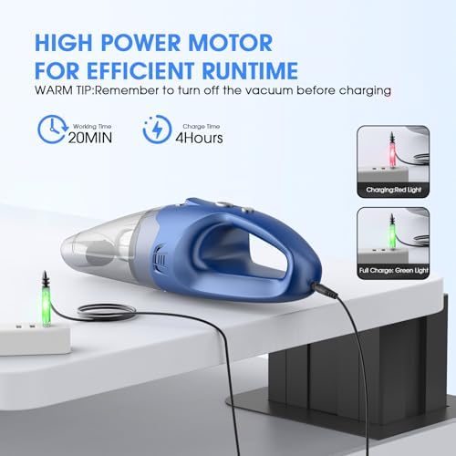 YOOHI Handheld Vacuum Cordless Rechargeable – 6000Pa Mini Hand Held Vacuum, LED Light, 20–25 Mins Runtime, USB Charging, 500ML Cup – Lightweight Small Vacuum Cleaner Cordless for Car/Office/Home - Image 6