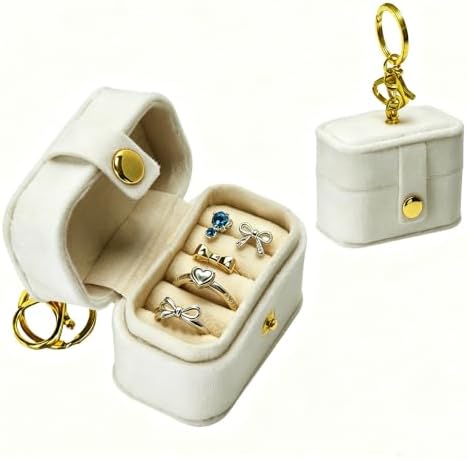 Ring Bearer Pillows for Dog Collar, Velvet Wedding Ring Pillow Box for Pet, Mini Ring Holder Pouch Box, Earrings Storage Box for Proposal Engagement Wedding Ceremony Party (Ivory) - Image 6
