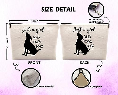 Just a Girl Who Loves Dogs Cosmetic Bag, Animal Lovers Pet Makeup Bag Zipper Cosmetic Pouch Bag Travel Linen Makeup Organizer, Dog Lovers Gifts for Women Girls Teens Dog Owner - Image 6