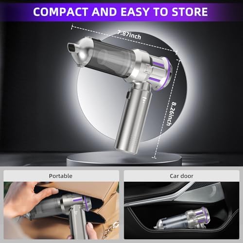 Handheld Vacuum Cleaner, 28000Pa 4 in 1 Handheld Vacuum Cordless, One-Touch Dust Removal, 3 Speeds Brushless Motor Mini Vacuum, Car Vacuum Portable Cordless for Office, Home, Kitchen, Car, Pet Hair - Image 7