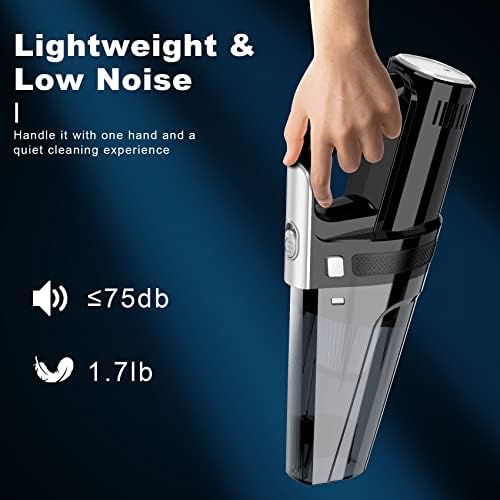 DRECELL Car Vacuum, Portable Car Vacuum Cleaner with 7000PA Suction, DC 12V High Power 16.4Ft Cord Wired Vacuum Cleaner for Car, LED Light, Lightweight, 0.33L Capacity, Storage Bag, Black, VC008C - Image 6
