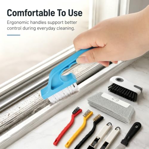 11 Pcs Window Track Cleaner Tools, Window Track Cleaning Brush & Scraper - Image 7