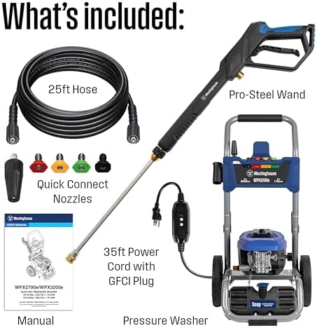 Westinghouse WPX3200e Electric Pressure Washer, 3200 Max PSI and 1.76 Max GPM, Universal Motor, Onboard Soap Tank, Spray Gun and Wand, 5 Nozzle Set, for Cars/Fences/Driveways/Homes/Patios/Furniture - Image 6