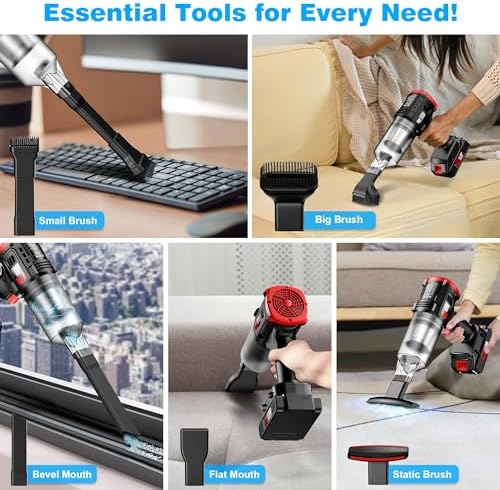 Car Vacuum Cordless, 35000PA Strong Suction Handheld Vacuum with 2 Detachable Batteries, 60Min Runtime Portable Vacuum Cleaner for Car Detailing, Pet Hair, Home Couch & Office, 350ML XL Dust Cup - Image 6