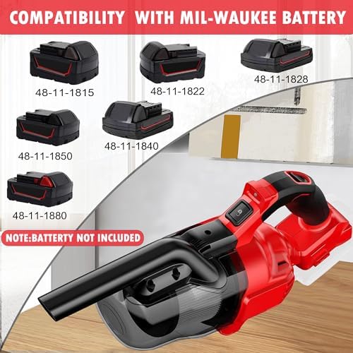 Cordless Vacuum Cleaner for Milwaukee M18 Battery, 5 in 1 Cordless Vacuum with 500W Brushless Motor Max 18000r/Min,50CFM 100AW Handheld Vacuum Cordless for Floor, Carpet, Car,Furniture(No Battery) - Image 6