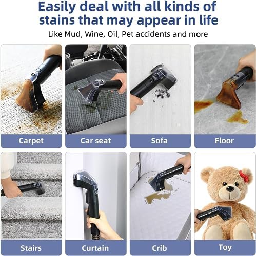 Slevoo 400W 18Kpa Carpet Cleaner Machine with 1 Bottle Cleaning Solutions - Image 6