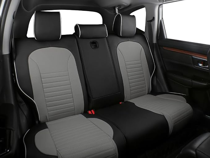 EKR Car Seat Covers for Honda CRV 2012-2014 (NO LX) Leatherette Full Set | Custom Fit for Honda CRV 2012 2013 2014 (Not for LX) Factory-Style Interior Upgrade,Faux Leather(Black/Gray) - Image 7