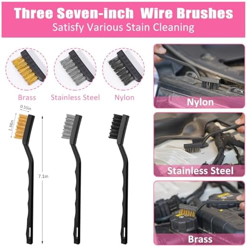 Windshield Cleaner Tool, 17Pcs Car Interior Detailing Kit, Detailing Brush, Towels, Duster, Car Cleaning Kit Interior for RVs, Truck, Trailer (Pink) - Image 7