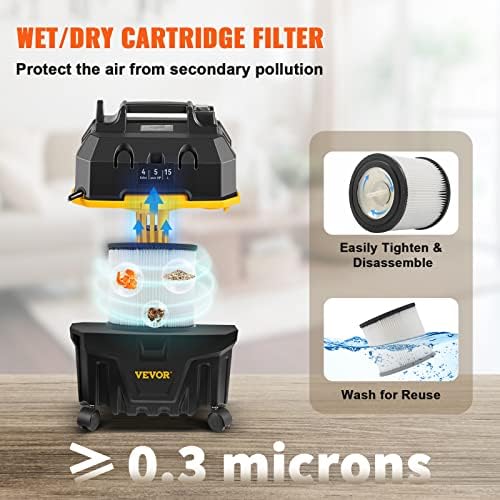 VEVOR 4-Gallon 5.0 Peak HP Wet Dry Shop Vacuum with Blowing Function - Image 6
