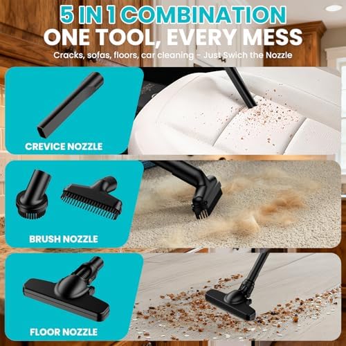 Cordless Vacuum for Makita Battery, 5 in 1 Lightweight Handheld Vacuum Cleaner with 500W Powerful Motor, 46 CFM Portable Hand Vacuum with Filtration HEPA for Floor, Carpet(Battery Not Included) - Image 6