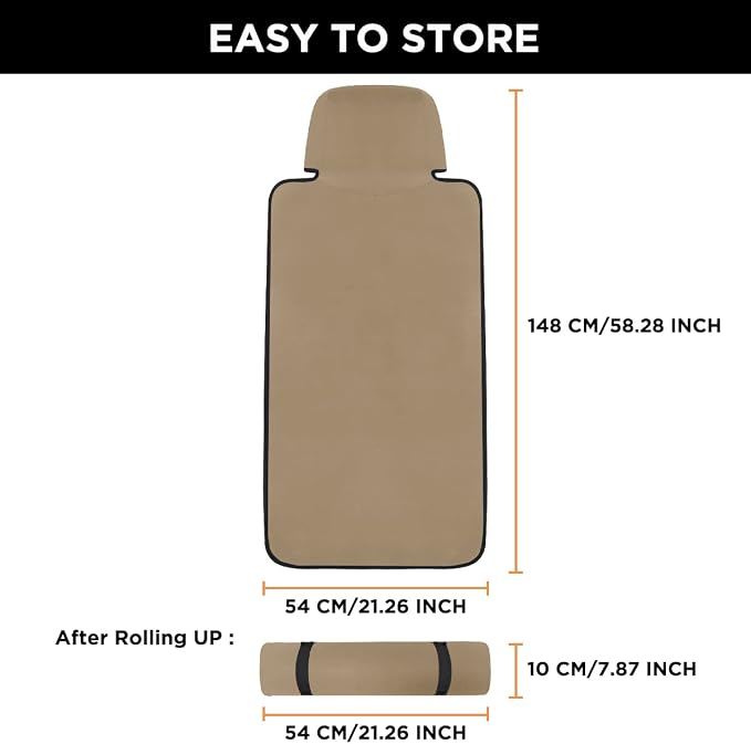 Neoprene Waterproof Car Seat Cover, Khaki 1pc, Non-Slip | Car Seat Protector, Sweat-proof, Universal Fit SUV & Truck, Machine Washable, For Gym, Yoga, Pets, Workout, Beach, Swimming - Image 8