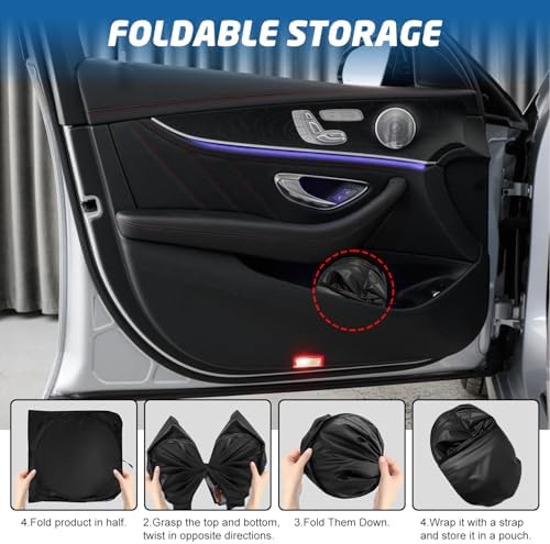 Windshield Sun Shade for Car, 63"x28.5" Universal Fit Front Window Sunshade with Double Steel Ring Frame, Car Sun Shade, UV Protection Windshield Cover with Storage Pouch (Big Eyes) - Image 7