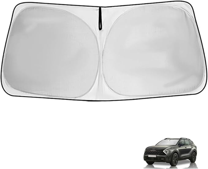 Windshield Sun Shade Sun Visor for Kia Sportage Chevy Silverado 2023-2026 | HOHUIGO Front Window Sunshade Car Screen Cover Accessories Fit Kia Sportage Foldable UV Heat Shield Protector Keep Car Cool - Image 7