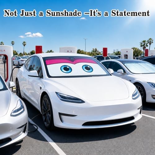 Tesla Model Y/3 Windshield Sun Shade, Cute Pink - Image 7