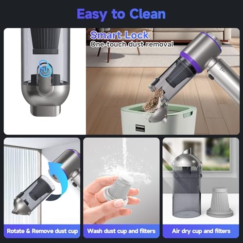 Car Vacuum Portable Cordless, 22000PA High Power handheld Vacuum Cleaner with Brushless Motor,11 in 1 Mini Hand Held Vacuum Cordless Rechargeable Air Duster/Blower/Pump for Car, Home, Pet, Office - Image 6
