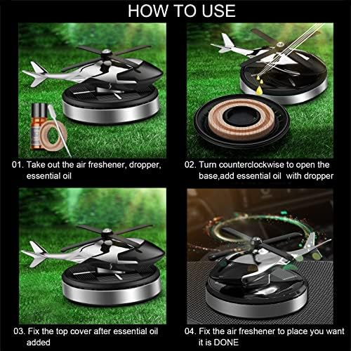 Car Air Freshener, Helicopter Solar Powered Al Alloy Diffuser, Home & Car Interior Décor | Silver - Image 7