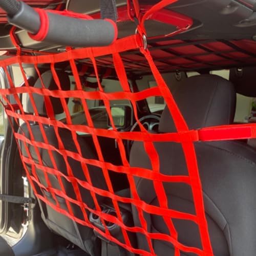Car Front Rear Partition Barrier Net Replacement for Wrangler JK JL Unlimited 2007-2023 Gladiator JT Truck 2 Door 4 Door Pet Safe Drive (Red) - Image 6