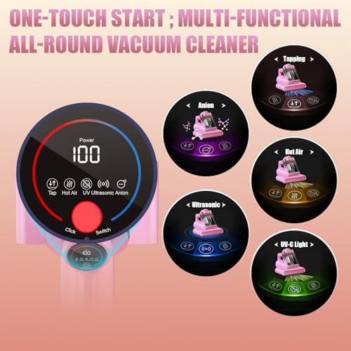 Teant Mattress Bed Vacuum Cleaner, 16 kPa Suction & 253.7nm UV-C, MV-Pink - Image 7