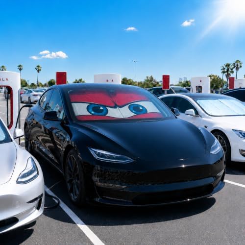 Tesla Model Y/3 Windshield Sun Shade, Angry Red - Image 7