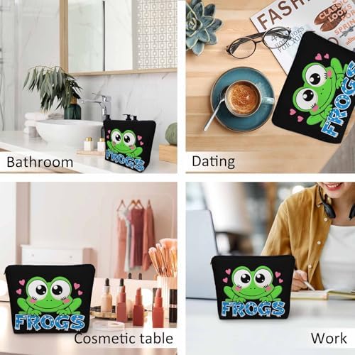 Frog Makeup Bag For Women, Adorable Cosmetic Bag Makeup Bags, Nature Animal Green Frog Zipper Bag Travel Bags Toiletry Organizers Pouch Bags Washing Bags For Gym Bathroom - Image 6