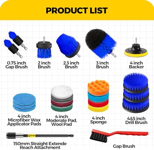 Holikme 22Piece Drill Brush Attachment Set - Power Scrubber Cleaning Kit - Image 7