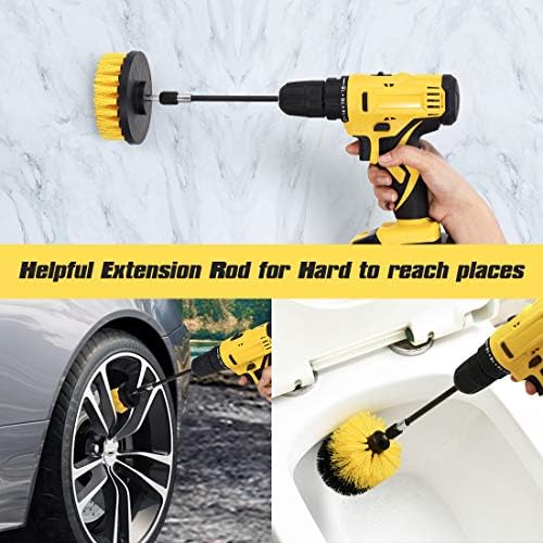 18 Pack Drill Brush Attachment Set, Power Cleaning Scrub Brushes for Drill, Extend Long Attachment, All Purpose for Car Detailing, Bathroom, Carpet, Tile Grout, Sinks, Corners - Image 7