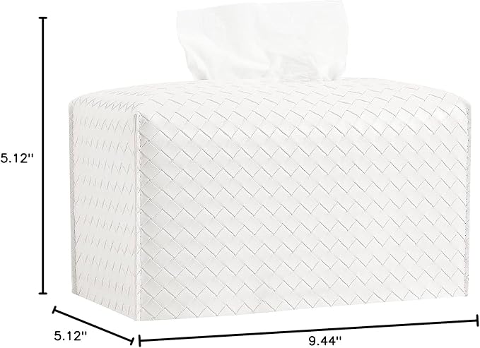 Tissue Box Cover Rectangle Leather Facial Paper Holder, White | PU Leather,Easy to Fill, Easy Clean, Decorative Cube Tissue Box Holder for Office, Bathroom,Kitchen, Living room, Guest room - Image 4