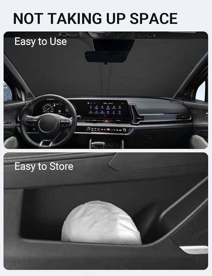 Proadsy Custom Fit 2023-2026 Kia Sportage Windshield Sun Shade, Blocks Heat | 240T Heat Shield, Drops Temp 54°F, Blocks 99% UV, Prevents Dashboard Cracking, Summer Parking & Beach Trips, Easy Twist-Fold - Image 8