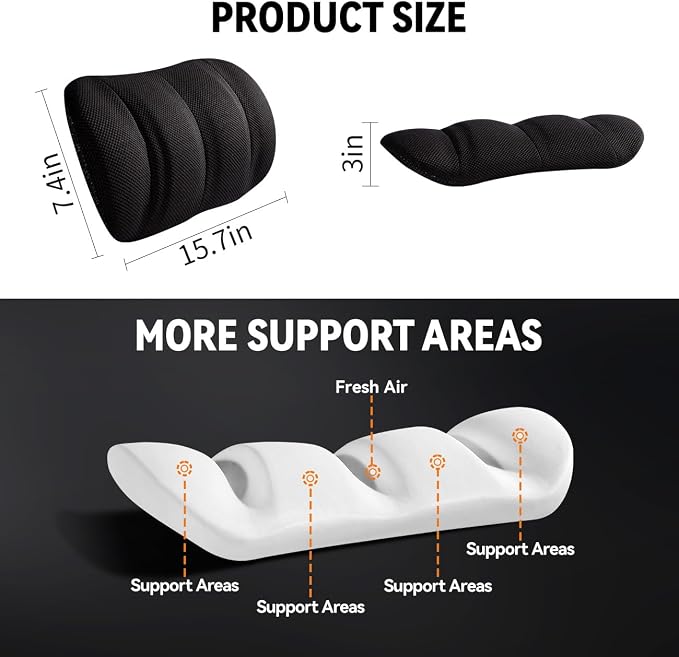 Lumbar Support Pillow for Car,Back Support for Car Seat Cushion,Adjustable Straps Securely Fixed Car Lumbar Support Pillow for Office Chair (Gray for Office Chair) - Image 6