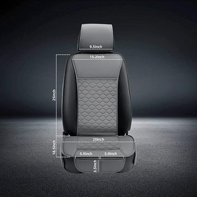 Elantrip Leather Car Seat Covers Front 2PC Waterproof Universal Fit Gray | Versatile gray faux leather — waterproof, scratch-proof & UV-resistant - Image 6