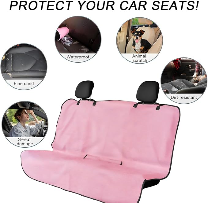DXNQ Car Towel Seat Cover, Waterproof Sweating Non-Slip Premium Soft Towel Carseat Protector, Universal Machine Washable Car Truck SUV Front Seat Cover for Gym Workout Beach Hiking (Pink, Rear) - Image 6
