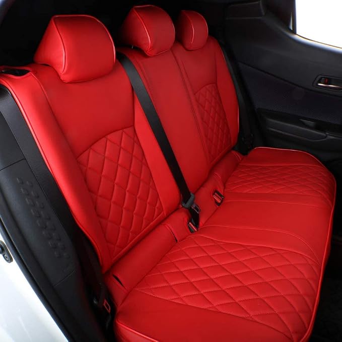 EKR Accord Car Seat Covers for Cars Honda Accord EX,EX-L,Sport,Sport SE,Touring 2016 2017(Rear Row W/Split),Car Seat Cover Full Set,Leather Seat Covers Front Seats & Back-Faux Leather(Red) - Image 4