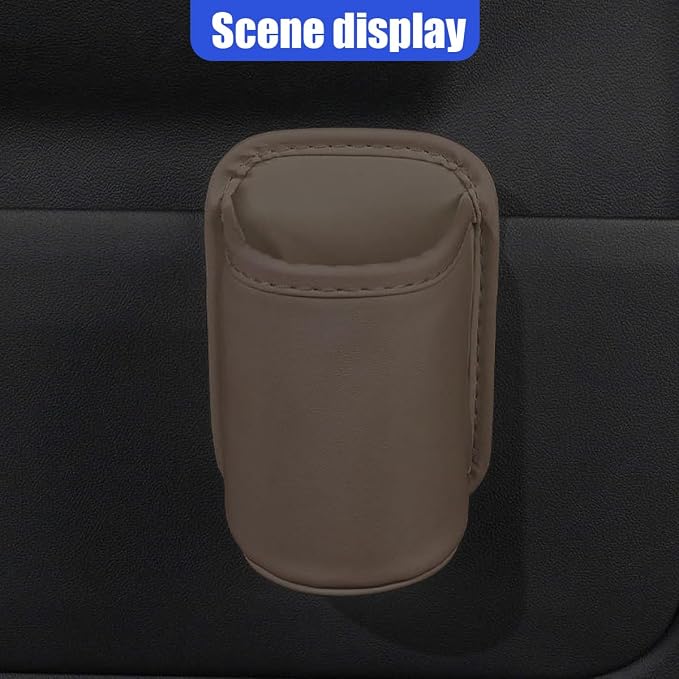Leather Car Cup Holder, Hanging Automotive Back Seat Bottle Holders, Scratch-Resistant Vehicle Door Drink Holder, Clip-On Auto Organizer Accessories for Soda Cans, Coffee (Brown) - Image 6