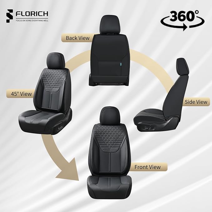 Seat Covers, Car Seat Covers Full Set, Luxury Nappa Leather Seat Covers, Breathable and Waterproof Car Seat Protector 5 Seat, Automotive Seat Covers Universal Fit for Most Cars-Coal Black - Image 9