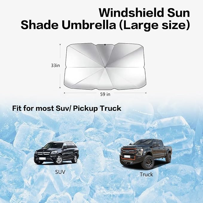 ZDLYH Car Windshield Sun Shade Umbrella, Protect Car from Sun Rays & Heat Damage, UV Ray Reflector, Protect Interior & Keep Cool,Convenient Storage,Durable,Fit for SUV/Truck (Vent, Large(59 * 33in)) - Image 9