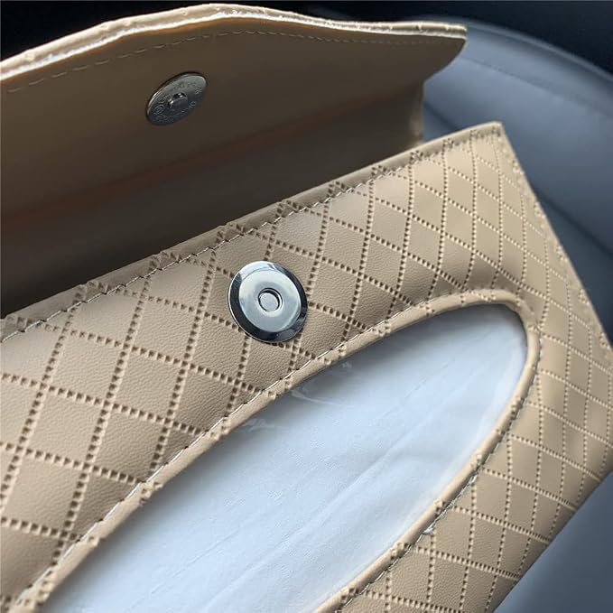 Car Tissue Holder, Sun Visor Tissue Holder, Car Visor Napkin Holder, PU Leather Backseat Tissue Case for Car/Truck (Beige) - Image 8