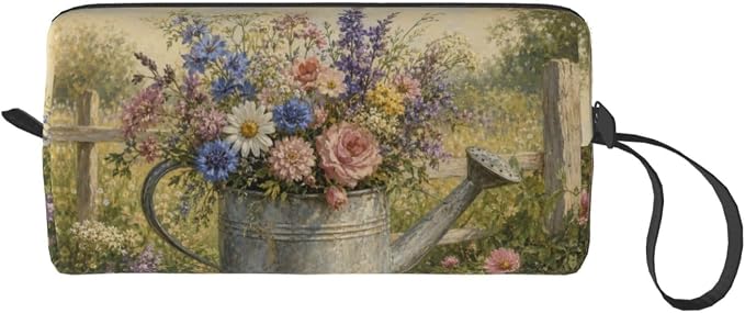 Watering Can Garden Bouquet Makeup Bag for Women, Cosmetic Pouch | Double-Sided Garden Watering Can Cosmetic Organizer with Foam Padding for Women, Travel, Gym, School, and Daily Storage - Image 8