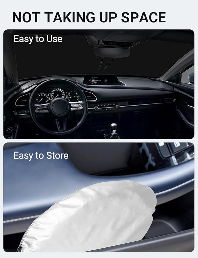 Proadsy Custom Fit Car Windshield Sun Shade for 2020-2026 Mazda CX-30 CX-30 | 240T Heat Shield, Drops Temp 54°F, Blocks 99% UV, Prevents Dashboard Cracking, Summer Parking & Beach Trips, Easy Twist-Fold - Image 8