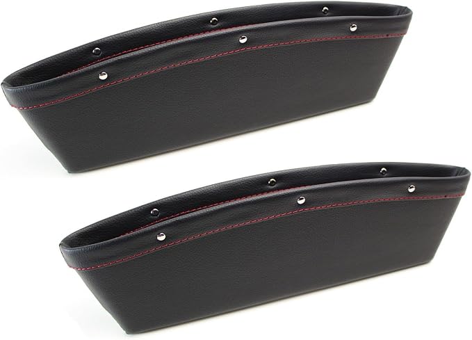 iJDMTOY Black Leather Car Side Pocket Organizers, Car Seat Catchers Compatible With Key, Wallet, Cell Phone, Sunglasses, etc - Image 9
