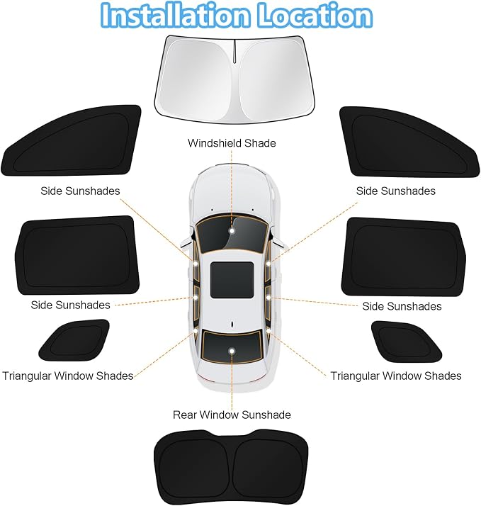 KUST Car Window Shades for Jeep Compass 2017-2024 Windshield Sun Shade Side Window Cover UV Block Privacy Protection Accessories for Camping Blackout Rear Back Full Set 8PCS - Image 8