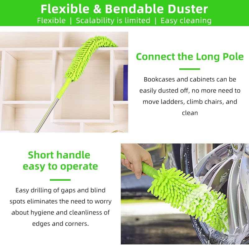 62" Car Wash Brush with Long Handle, Chenille Microfiber Car Wash Mop Mitt, Wheel Brush, Windshield Window Squeegee, Microfiber Towel, Gloves, Car Cleaning Brush Kit Supplies for Car,Truck,SUV,RV,Boat - Image 6