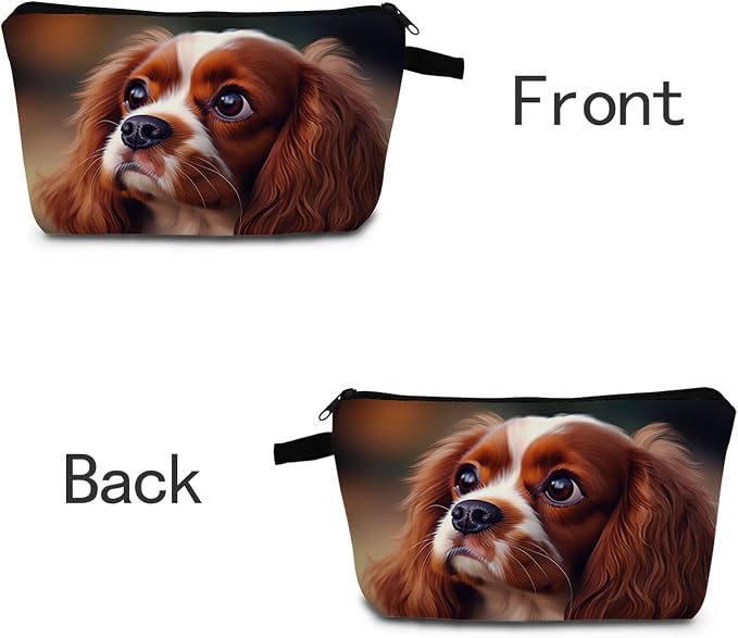 Cavalier King Charles Spaniel Animal Print Women's Cosmetic Bag Makeup Bag Gifts for Dog Lovers - Image 5