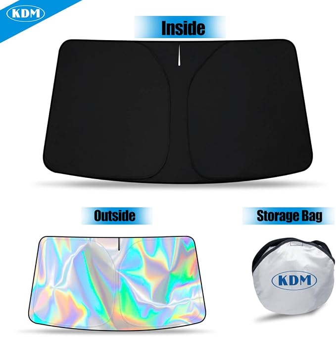 KDM Laser Silver Style Windshield Sun Shade for 2018-2026 Honda Odyssey | LX EX EX-L Touring Elite Minivan,Foldable Front Reflective Windows Sunshade Visor Protector Blocks UV Rays Heat - Image 7